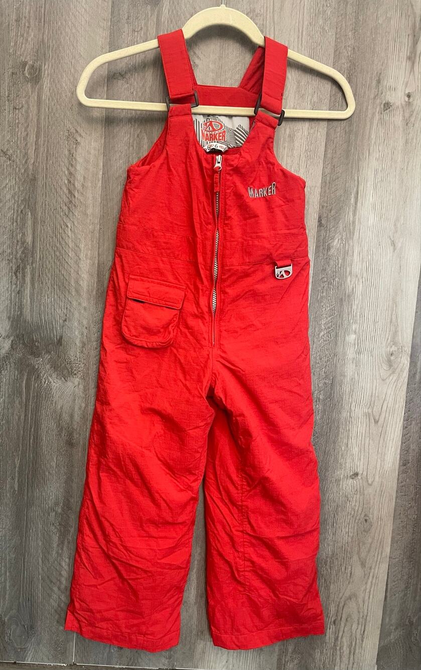 Marker Kids Ski Bib Snow Pants Size 6 Red Vintage Snowboard Insulated Overalls